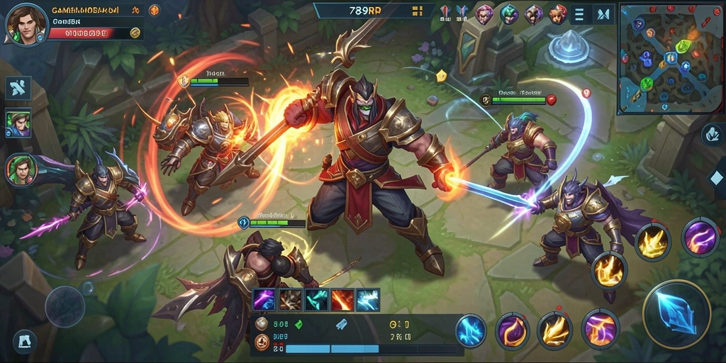 Screenshot menampilkan aksi seru dalam permainan MOBA 789RP.