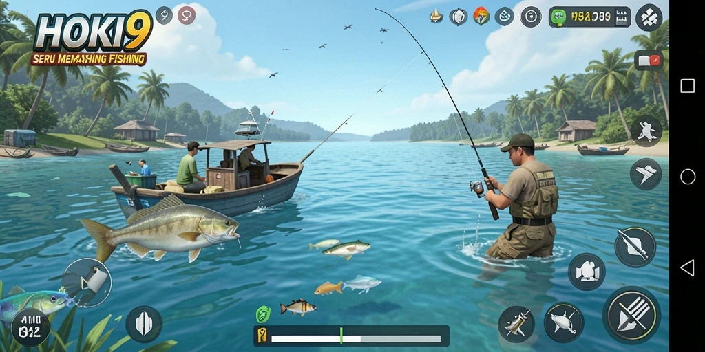 Tampilan gameplay HOKI9 dengan suasana memancing yang menenangkan.