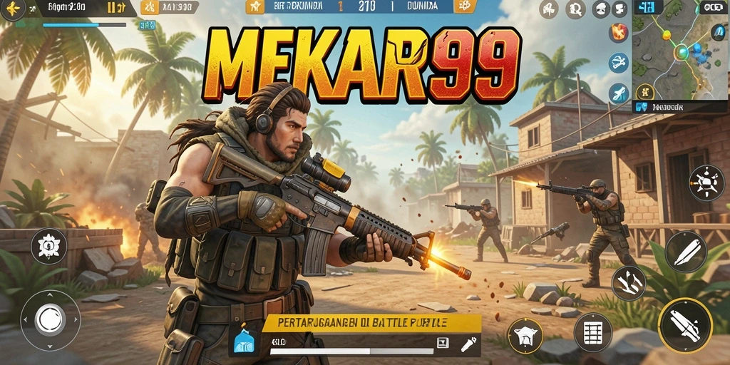 Tampilan gameplay mengesankan dari MEKAR99 dengan aksi Battle Royale yang mendebarkan.