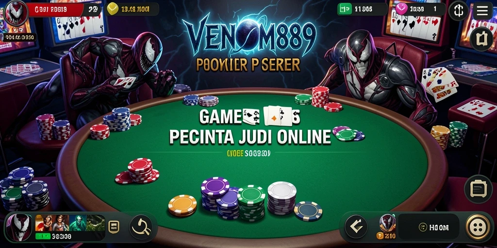 Tampilan gameplay seru dari VENOM889 dengan suasana poker yang mengagumkan.